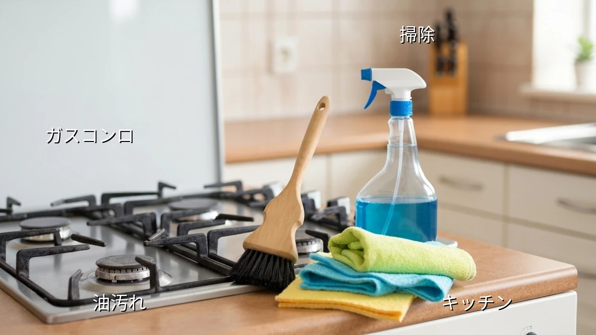 コンロ周り、油汚れを落とす掃除方法